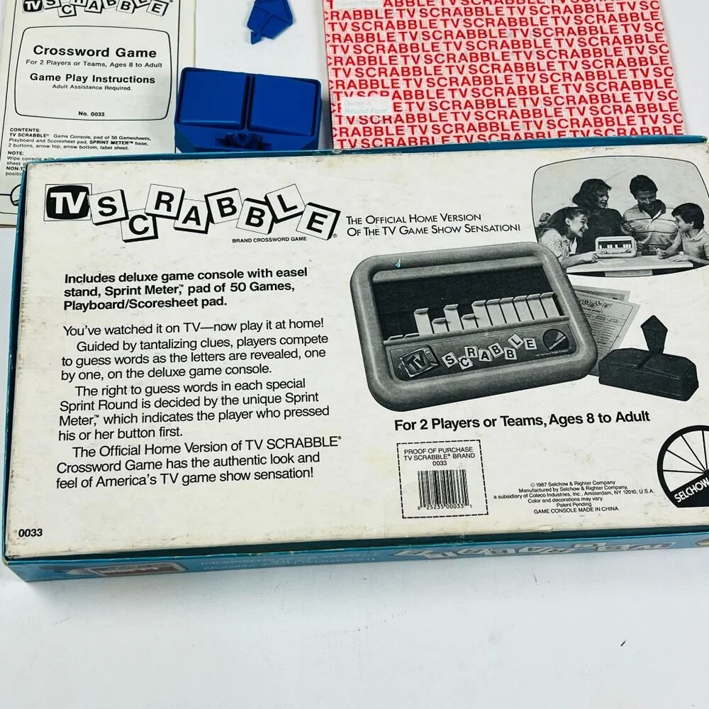 Vintage Selchow & Righter 1987 TV Scrabble Crossword Game Family fun